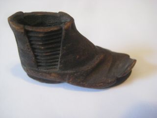 WOOD CARVING miniature BOOT Shoe hand carved antique vintage 1.  75 