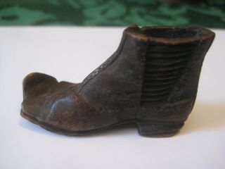 WOOD CARVING miniature BOOT Shoe hand carved antique vintage 1.  75 