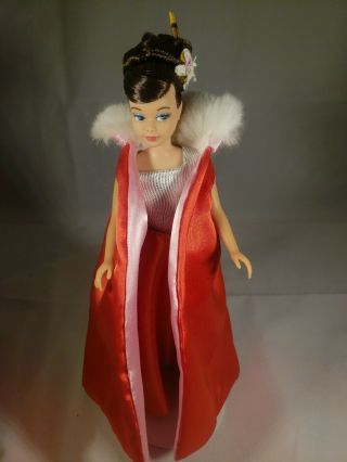 Vtg Ooak Brunette Hair Skipper Barbie Doll In Ooak Midnight Red Japanese Lolaxs
