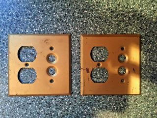 (2) Vintage Woodwin Combo Push Button Electrical Plates - C.  D.  Wood Co.  Ny