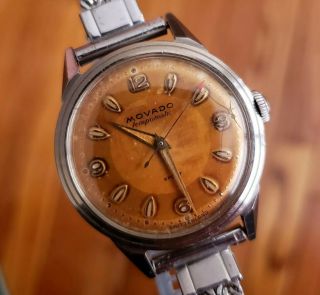 Movado Tempomatic Sport,  Vintage Watch,  Tropical Dial,  Fb Case 33mm
