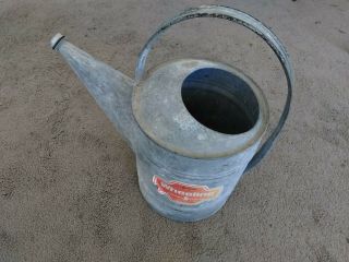 Vintage 11 - 14.  75 " Galvanized Steel Watering Can No Sprinkler Head Wheeling 12 Qt