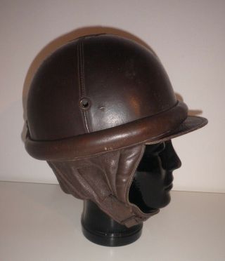 Vintage Leather Police Motorcycle Crash Helmet