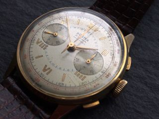Vintage Mens Dogma Prima Gold Plated Chronograph Mechanical Wristwatch Watch