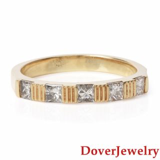 Estate Princess Cut Diamond 14k Yellow Gold Band Ring Nr