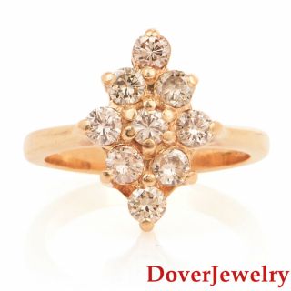 Estate 1.  00ct Diamond 14k Yellow Gold Cluster Floral Ring Nr