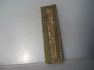 Antique Brass Finger Plate Push Door Handle Vintage Beading Old Victorian Flower 3