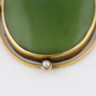 Antique Victorian Edwardian 10k Gold Natural Jadeite Jade Seed Pearl Pendant 7