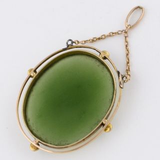 Antique Victorian Edwardian 10k Gold Natural Jadeite Jade Seed Pearl Pendant 8