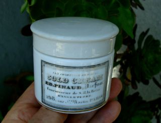 Antique,  (ca 1900 - 1910) Ed.  Pinaud French Cold Cream Jar,  Box,  Pot Lid