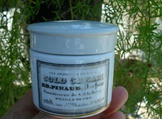 Antique,  (ca 1900 - 1910) Ed.  Pinaud FRENCH Cold Cream Jar,  box,  pot lid 2