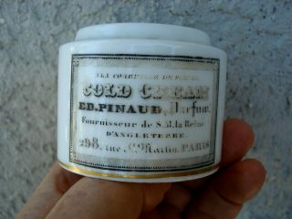 Antique,  (ca 1900 - 1910) Ed.  Pinaud FRENCH Cold Cream Jar,  box,  pot lid 3