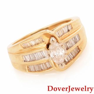 Estate 1.  00ct Diamond 14k Yellow Gold Cluster Engagement Ring 7.  1 Grams Nr