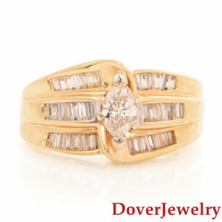 Estate 1.  00ct Diamond 14K Yellow Gold Cluster Engagement Ring 7.  1 Grams NR 2