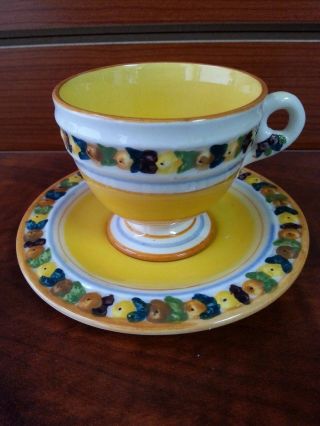 SET OF 5 MINI HAND PAINTED TEA CUP AND SAUCER ITALY 228 2