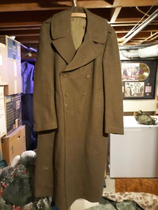 Wwii Ww2 Us Army Wool Winter Overcoat Trenchcoat Size 42r