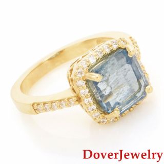 Estate Diamond Aquamarine 18k Yellow Gold Ring 6.  0 Grams Nr