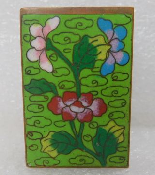 Vintage Or Antique Chinese Cloisonne Brass Vesta Match Box Holder Case