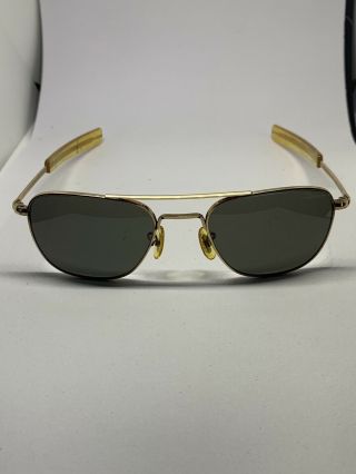 Vintage Ao American Optical 12k Gf Gold Filled 5 1/2 Aviator Pilot Sunglasses
