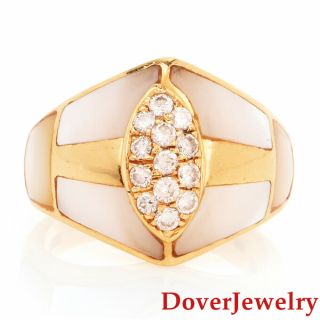 Estate Diamond Mother Of Pearl 18k Gold Ring 10.  0 Grams Nr
