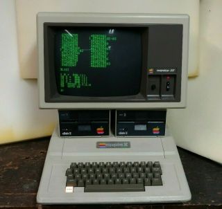 Vintage Apple Ii Plus Computer,  Monitor Iii,  3 Disk Drives,  Expansion Cards.  Ii,