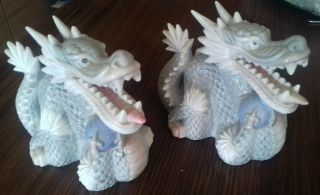 2 Vintage Chinese Dragon Figurines.  Made By Yoshimi.