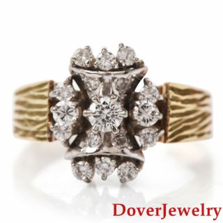 Estate Diamond 14k Gold Floral Cluster Ring 6.  1 Grams Nr