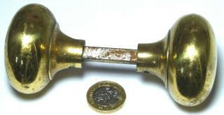 Large Old Pair 1930s Antique Brass Door Handles Knobs