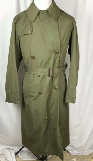 Vtg Ww2 Regulation Army Officers Field Coat August 1944 Green Trench Men’s 39l