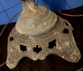 Vintage Cast Metal Cherub Angel Table Lamp Light 4