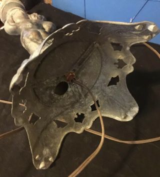 Vintage Cast Metal Cherub Angel Table Lamp Light 8