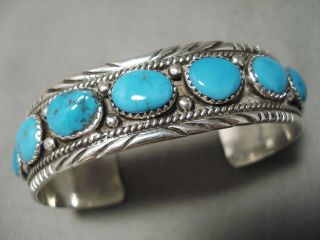 Superior Vintage Navajo Blue Turquoise Sterling Silver Bracelet
