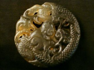 Lovely Chinese Jade Lucky Boy On Dragon Pendant F244