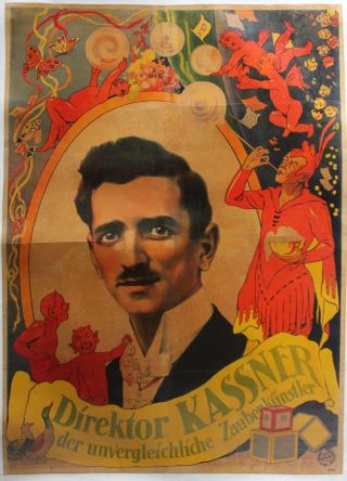 Vintage German Magician Poster,  Direktor Kassner