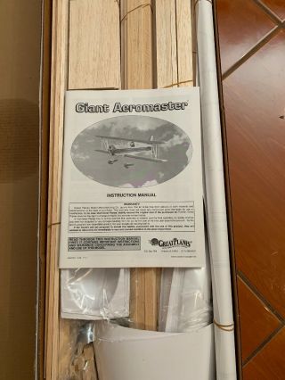 Rare Vintage Balsa Wood Kit,  Great planes,  Giant Aeromaster NIB 73.  5” Wing Span 8