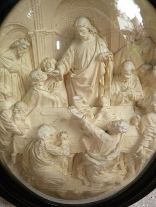 Large 16 Inch Antique Carved Meerschaum Relief Plaque Sculpture The Last Supper 3