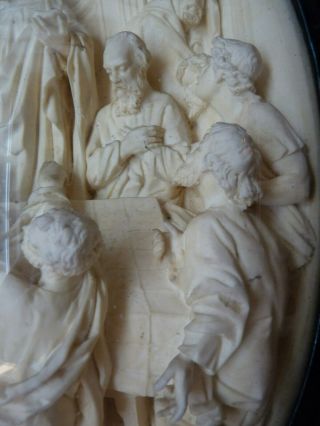 Large 16 Inch Antique Carved Meerschaum Relief Plaque Sculpture The Last Supper 7