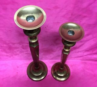 Pair Large Antique Solid Brass Candle Holders Church Candle Sticks 18.  5 