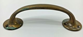 Old Antique Vintage Brass Door Pull Handle 15.  4cm Long (ref5)