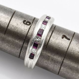 Vintage Platinum 0.  35 TCW Ruby & 0.  32 TCW Diamond Band Ring 5.  2g G/H VS - 2 & SI - 1 8