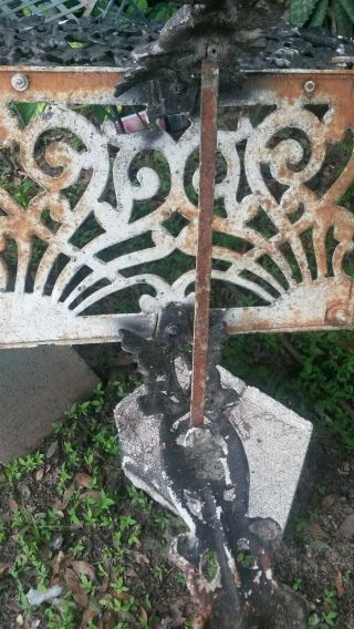 Vintage Antique Cast Iron Metal Victorian Style 6 leg Garden Bench Loveseat 10