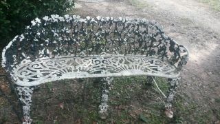 Vintage Antique Cast Iron Metal Victorian Style 6 Leg Garden Bench Loveseat