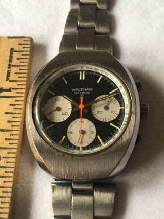 Vintage Waltham Panda Chronograph Valjoux 7736 Triple Register Watch