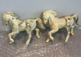 Vintage Ideal Roy Rogers Stagecoach - Set Of 2 Horses Shape