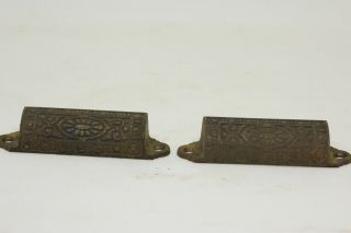 2 Antique Vintage East Lake Apothecary Cup Drawer Bin Pulls Cast Iron
