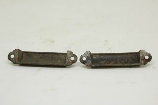 2 antique vintage East Lake apothecary cup drawer bin pulls cast iron 5