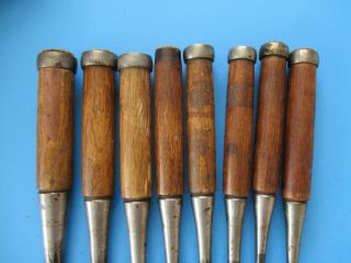 8 vintage master carpenter ' s Japanese stamped oriental woodworking wood chisels 3