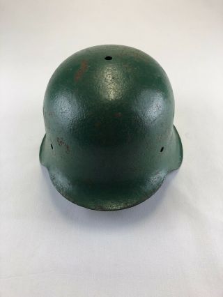 Vintage Ww2 German Army M35 Or M40 Helmet Shell Painted Green