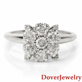 Estate 1.  00ct Diamond 14k White Gold Floral Cluster Ring Nr