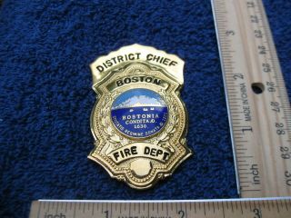 Vintage Boston Massachusetts Fire Department District Chief Breast Badge